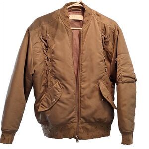 Lace-up distressed IRO bomber jacket green flight jacket